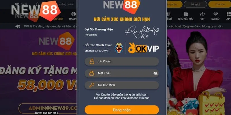 Đăng nhập Các bước New88 đăng nhập trên website